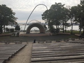 Photo of amphitheater with river in background